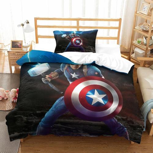 Parure De Lit Pi¿¿Ces Pour Captain America Marvel Comics Impression D Housse De Couette En Microfibre Hypoallergique Avec Fermeture ¿¿Clair Single£¿Xcm£©