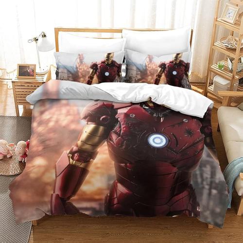 Parure De Lit Pi¿¿Ces Pour Iron Man Avengers Impression D Housse De Couette En Microfibre Hypoallergique Avec Fermeture ¿¿Clair Double£¿Xcm£©