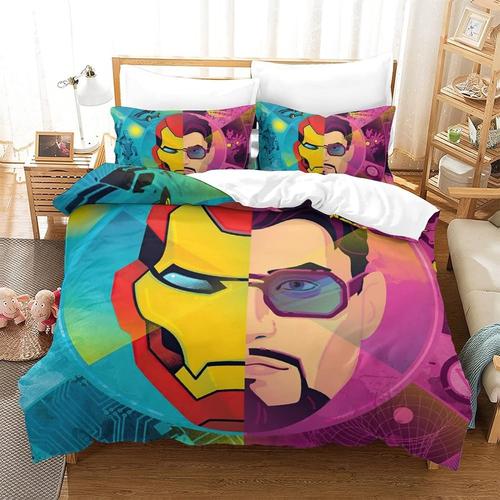 Parure De Lit Pi¿¿Ces Pour Iron Man Avengers Impression D Housse De Couette En Microfibre Hypoallergique Avec Fermeture ¿¿Clair King£¿Xcm£©