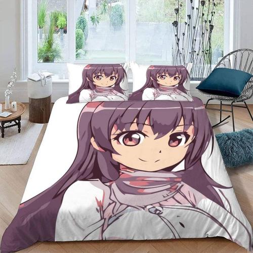 Housse De Couette X Cm Anime Fille De Dessin Anim¿¿ Parure De Lit Adulte Avec Fermeture Eclaire Microfibre Ensemble De Literie + Taies D'oreill