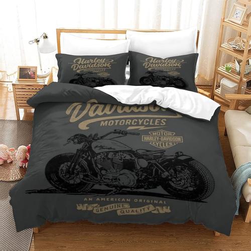 Housse De Couette Harley Davidson Motif Motorcycle Cadeau Parure De Lit Housse De Couette Avec Taies D'oreiller Pour D¿¿Co Chambre Adulte Enfant Double