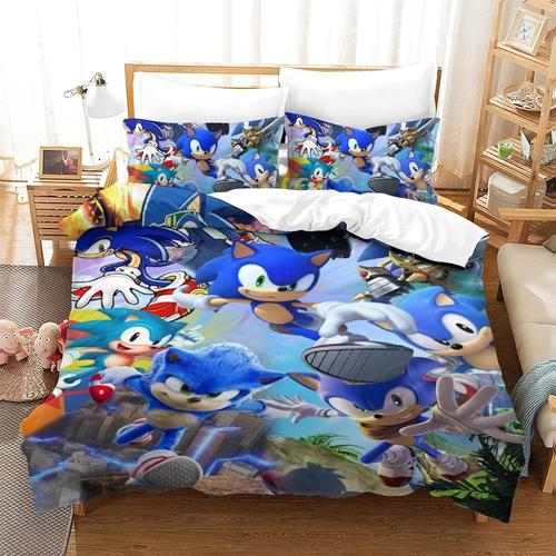 Sonic The Hedgehog Impression En D Parure De Couette Avec Fermeture Eclair Housse De Couette Respirante£¬Pour Tout Le Monde£¬Cartoon Character Housse De