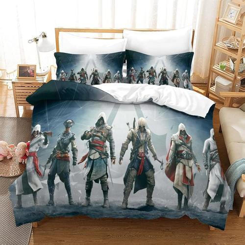 Assassin's Creed Parure De Lit Pour Adulte Enfant Avec Housse De Couette En Microfibre Douce Avec Fermeture ¿¿Clair, Housse De Couette Et Taie D'oreill