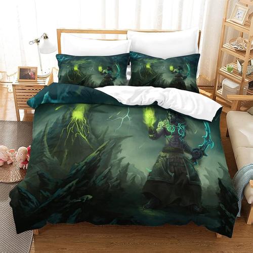 World Of Warcraft Parure De Lit D Game Wallpaper Avec Housse De Couette Et Taies D'oreiller En Microfibre - Pour Adultes Et Enfants Double£¿Xcm£©