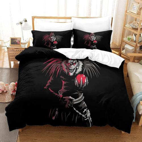 Death Note Housse De Couette Imprim¿¿ D Parure De Lit Microfibre Ultra Douce£¬Ensemble Housse De Couette Taie Avec Fermeture ¿¿Clair- Convient ¿¿ Gar?Ons