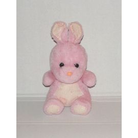 Lapin Rose Peluche Doudou Avec Bruit De Hochet Ajena Vintage