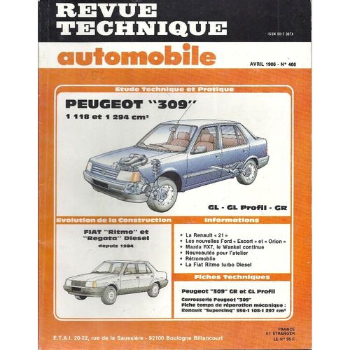 Rta 466 ¿ Peugeot 309 ¿ Evolution Fiat Ritmo, Regata ¿ Avril 1986