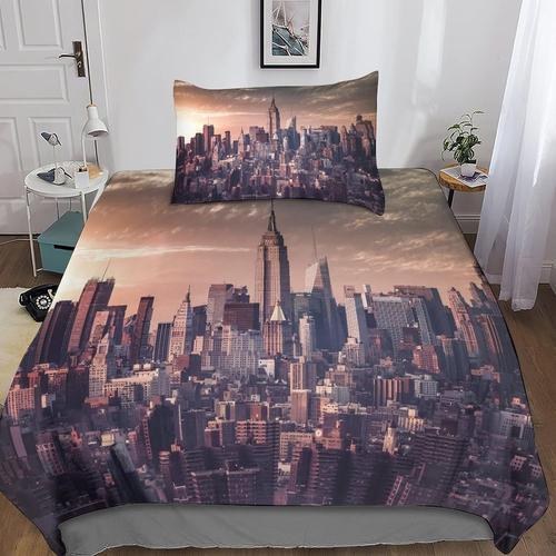 Housse De Couette New York D Motif Imprim¿¿ Parure De Lit Housses De Couettes New York En Microfibre Avec Fermeture ¿¿Clai Parure De Couette Avec Taies