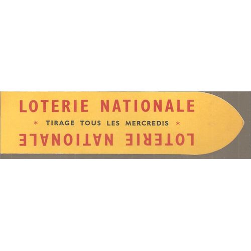 Marque Page Ancien - Loterie Nationale : Tirage Tous Les Mercredis