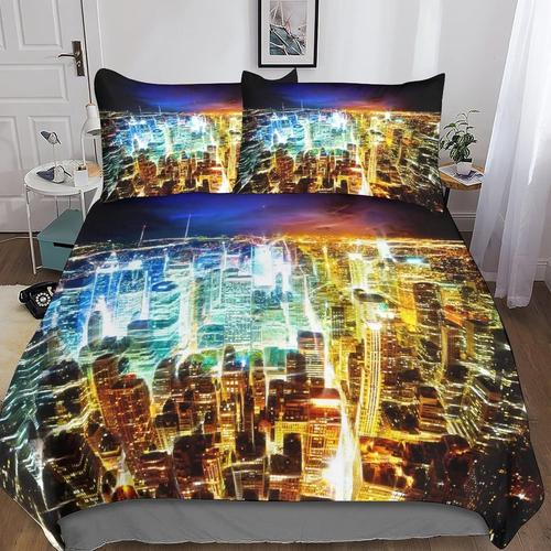 Housse De Couette New York D Motif Imprim¿¿ Parure De Lit Housses De Couettes New York En Microfibre Avec Fermeture ¿¿Clai Parure De Couette Avec Taies