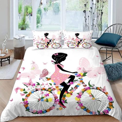 D Fille Papillon Parure De Lit Personnes Rose Fleuri Housse De Couette X Enfant Ado Fille Gar?On Literie En Microfibre Pi¿¿Ces Avec Fermeture