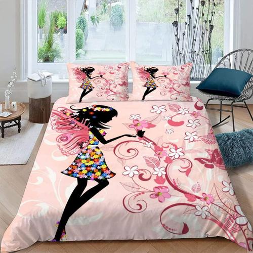 Fille Papillon Housse De Couette X Imprim¿¿ D Rose Fleuri Parure De Lit Personnes Ado Fille Enfants Microfibre Literie Pi¿¿Ces Avec Fermeture ¿¿