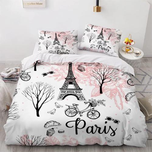 D Tour Eiffel Parure De Lit Personnes Paris Housse De Couette X Enfant Ado Fille Gar?On Literie En Microfibre Pi¿¿Ces Avec Fermeture ¿¿Clair Et