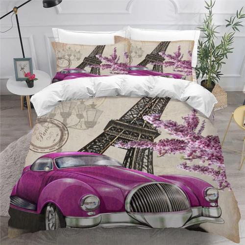 Pi¿¿Ces Parure De Lit Personnes Tour Eiffel Paris Housse De Couette X Adultes Avec Fermeture ¿¿Clair Housse De Couette En Microfibre Auto Avec