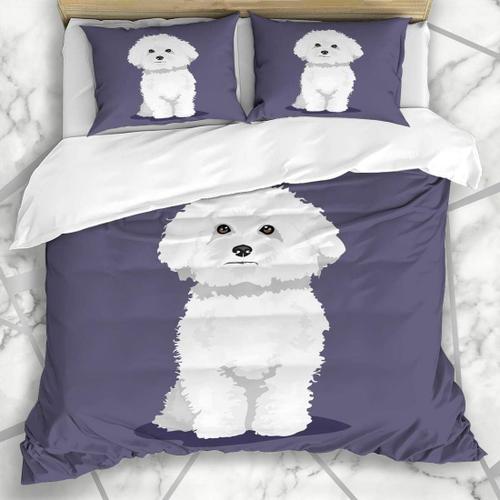 Literie - Housse De Couette Race Moelleux Blanc Bichon Frise Chien Une Couleur Joyeux Faune Mignon Adorable Attentif Attentif Conception Microfibre Trois Pi¿¿Ces * Cm