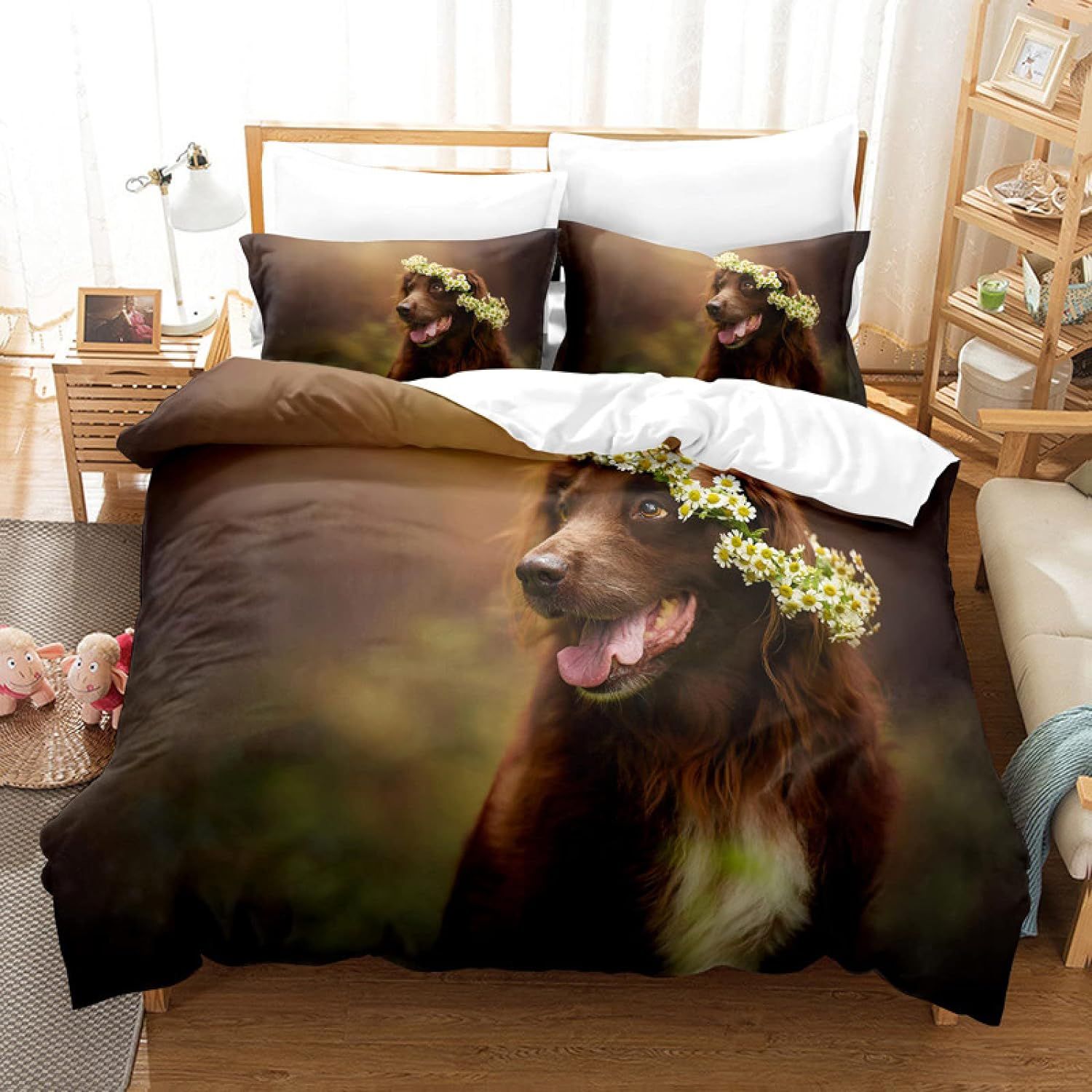 Housse De Couette X Cm Adulte Chien Gris De Terre-Neuve Parure De Lit Personnes Avec Fermeture ¿¿Clair Confortable Doux Respirant Microfibre Housse De Couette Et Taie D'oreiller X