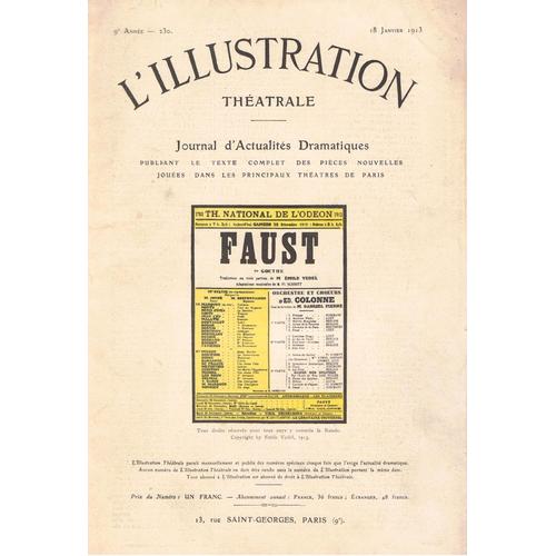 L Illustration Theatrale N° 230 : Faust     De Emile Vedel