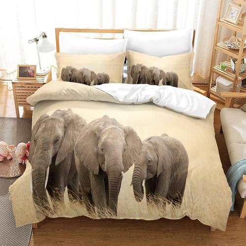 Housse De Couette Elephant Imprim¿¿ Housse De Couette Doux Hypoallerg¿¿Nique Parure De Lit Microfibre Avec Fermeture ¿¿Clair Housse Couette Pour Adultes Et Enfantsking£¿Xcm£©