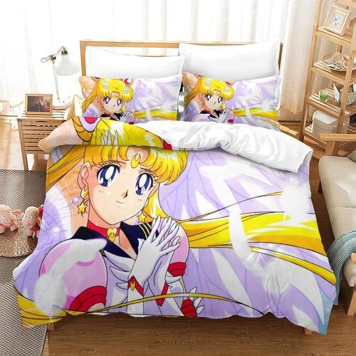 Parure De Lit Sailor Moon Motif Housse De Couette X Parure De Lit X Avec Fermeture ¿¿Clair Doux Hypoallerg¿¿Nique Microfibre Housses De Couettes Avec Taies Pour Adultes Et Enfants