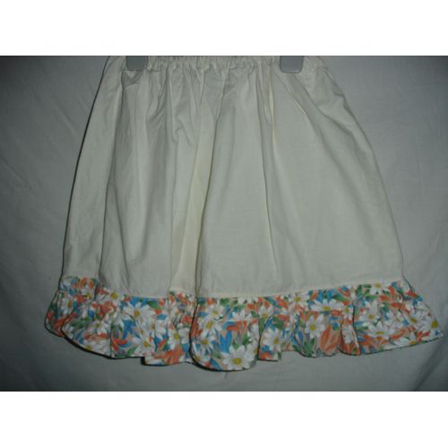 Jupe Blanche Volant À Fleurs Multicolores