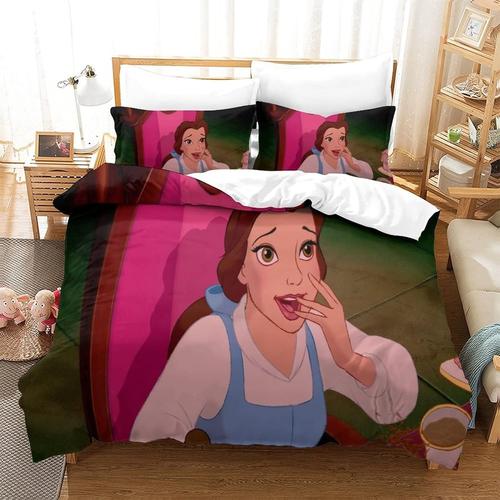 Beauty And The Beast Housse De Couette En Duvet Literie Trois Pi¿¿Ces Respirante, Chaude Et Facile D'entretien Fermeture ¿¿ Glissi¿¿Re Housse De Couette Adapt¿¿E Aux Enfants, Adolescen