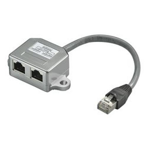 Bloc doubleur RJ45 Cat 5, BaseT-ISDN, 1 mâle vers 2 femelle, 15cm cd68909