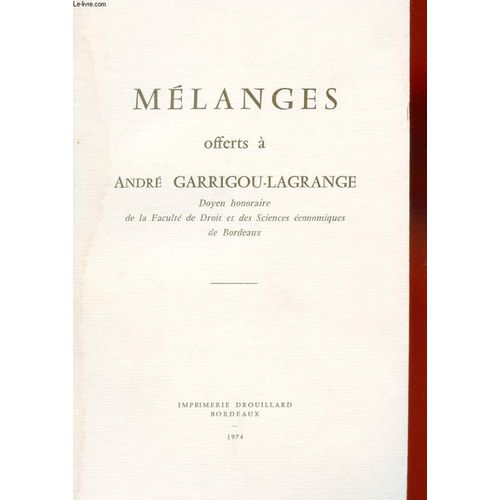 Melanges Offerts A Andre Garrigou-Lagrange