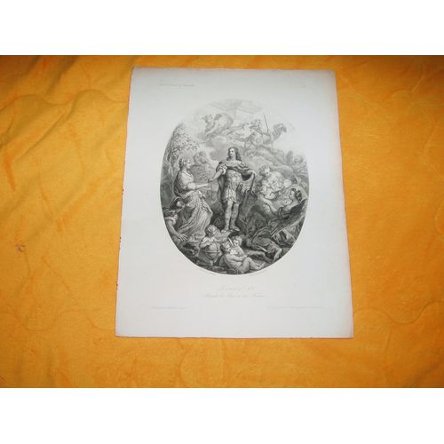 Gravure Eau-Forte Louis Xv Presente La Paix A La France Diagraphe Et Pantographe Gavard / Gallerie Historique De Versailles Datant Du Xix Eme Siecle No Copy