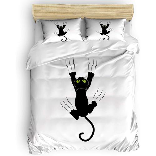 Pcs Housse De Couette Housse De Couette Ensemble De Literie Housse De Couette Compl¿¿Te Drap Plat Taies D'oreiller Ultra Doux Dessin Anim¿¿ Dr?Le Chat Noir Animal Housse De Couette E