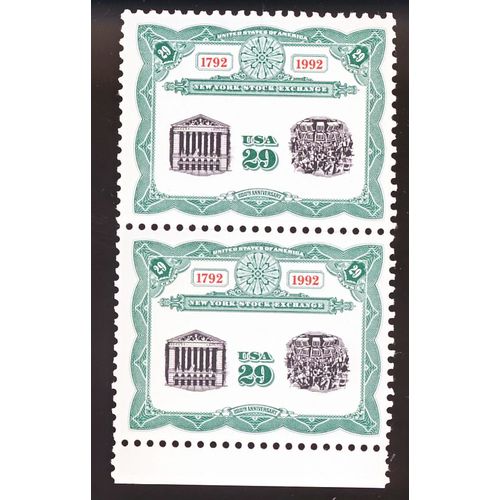 Timbre U S A, 1792 - 1962 New-York Stock Exchange, 29 Cents, Non Oblitéré