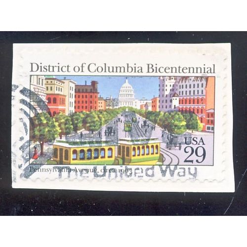 Timbre U S A, District Of Columbia Bicentennial, Pennsylvania Avenue, Circa 1903, U S A 29 Cents, Oblitéré