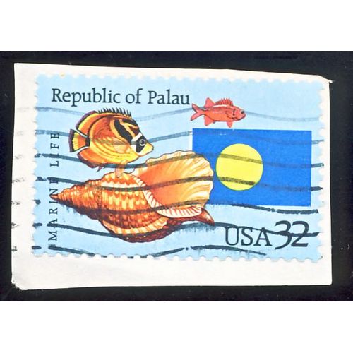 Timbre U S A,  Republic Of Palau, Marine Life, U S A 32 Cents, Oblitéré