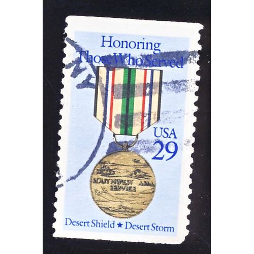 Timbre U S A, Honoring Those Who Served, Desert Shield, Desert Storm, U S A 29 Cents, Oblitéré