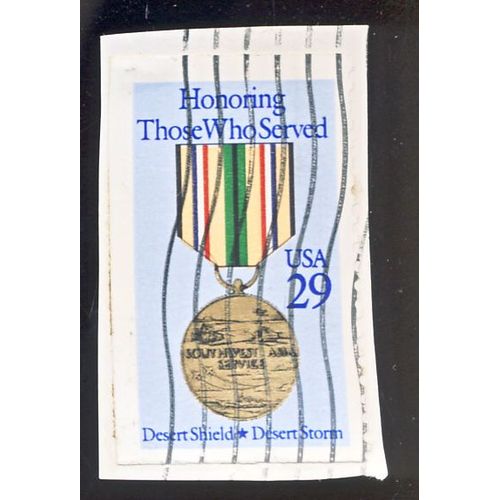 Timbre U S A,  Honoring Those Who Served, Desert Shiels, Desert Storm, U S A 29 Cents, Oblitéré