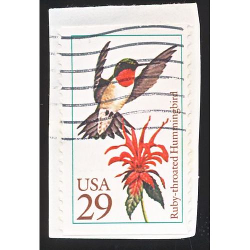 Timbre U S A, Ruby-Throated Hummingbird, U S A 29 Cents, Oblitéré