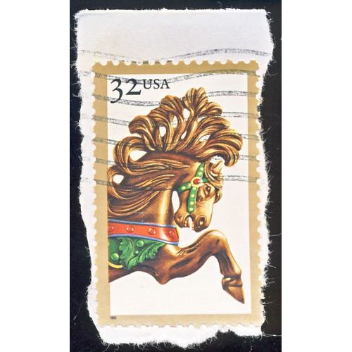 Timbre U S A,  Cheval De Manège, U S A 32 Cents, Oblitéré