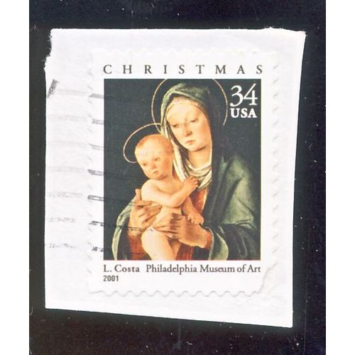 Timbe U S A, Christmas L. Costa Philadelphia Museum Of Art, U S A 34 Cents, Oblitéré