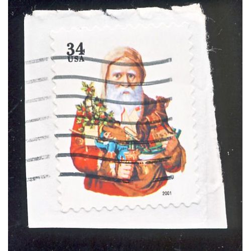 Timbe U S A, Père Noël Sans Chapeau, U S A 34 Cents, Oblitéré