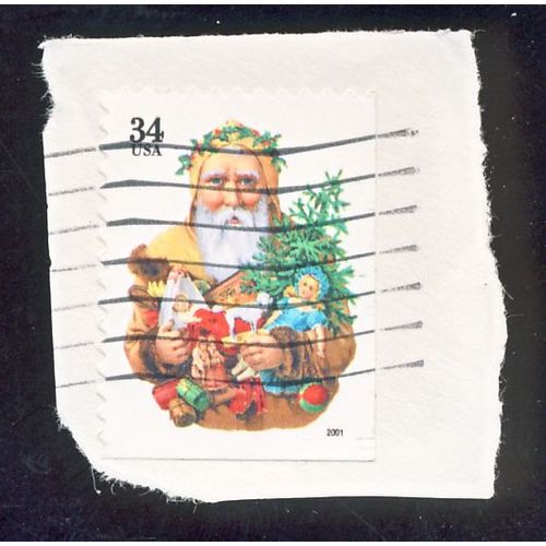 Timbe U S A, Père Noël Avec Couronne De Laurier, U S A 34 Cents, Oblitéré
