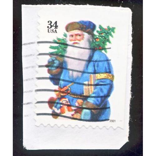 Timbe U S A, Père Noël À L'habit Bleu, U S A 34 Cents, Oblitéré