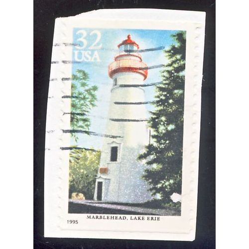 Timbre U S A,  Phare Marblehead, Lake Erie, U S A 32 Cents, Oblitéré