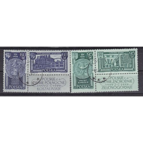 Pologne 1961/2 : Territoires De L'ouest Et Du Nord : Nouvelle Usine À Szezecin / Usine De Fibre Synthétique - Série De 2 Timbres Oblitérés