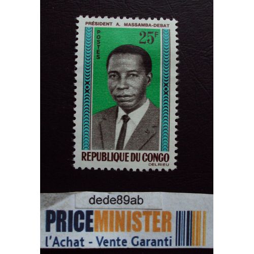 Congo..25f République Du Congo.Président A Massamba-Debat.(Fond Vert)