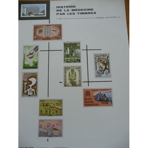 Histoire De La Médecine Par Les Timbres - Campagne Contre La Faim 2  - Publicité Pharmaceutique Latépyrine-Quinine