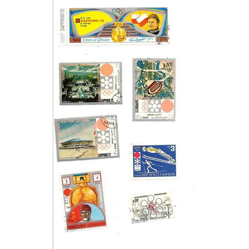 7 Timbres Jeux Olympiques Saporo 4 Pays
