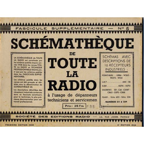 Schémathèque De Toute La Radio, Fascicule Supplémentaire N°5