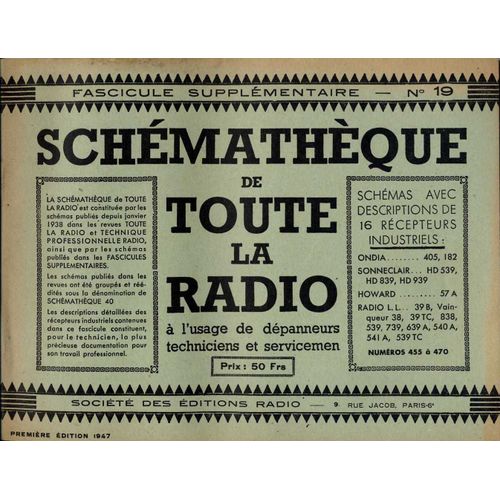 Schémathèque De Toute La Radio, Fascicule Supplémentaire N°19