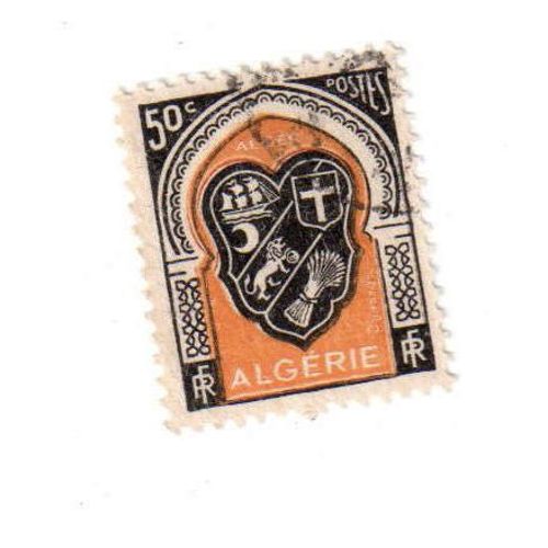 Timbre Oblitéré : Algérie (50 Centimes, République Française)