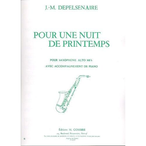 Jean Marie Depelsenaire Pour Une Nuit De Printemps Saxophone Et Piano