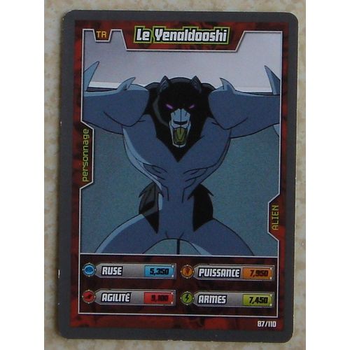 Carte Ben 10 Alien Aventures - Le Yenaldooshi 87/110 - Très Rare - Personnage Alien